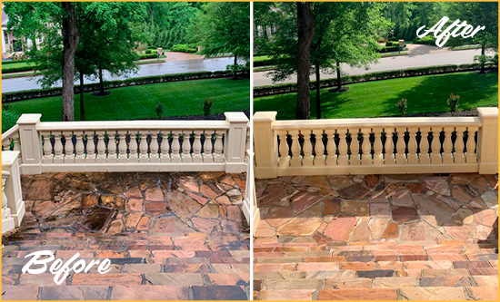 Picture of Stone Staircase Before and After Color Enhancement