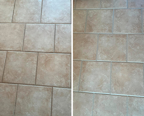 Floor Before and After a Tile Cleaning in Memphis, TN