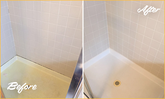 Before and After Picture of a Southaven Shower Sealed to Remove and Protect Against Mold