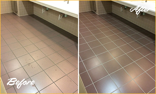 Before and After Picture of a Germantown Restroom Sealed to Help Protect Against Scratches