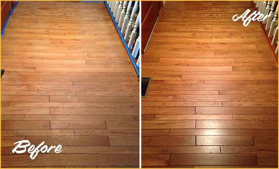 Before and After Picture of a Hernando Wood Deep Cleaning Service on a Dull Hallway