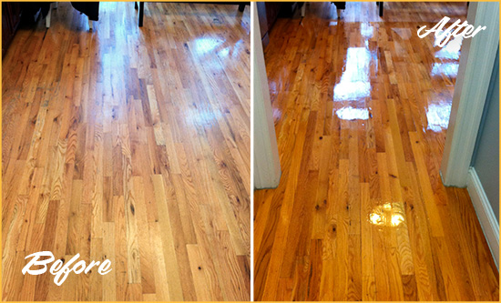 Before and After Picture of a Bartlett Wood Deep Cleaning Service on a Worn Out Hallway