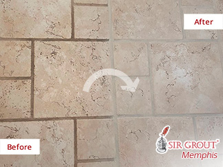 Before and After Our Kitchen Floor Tile and Grout Cleaners in Arlington, TN