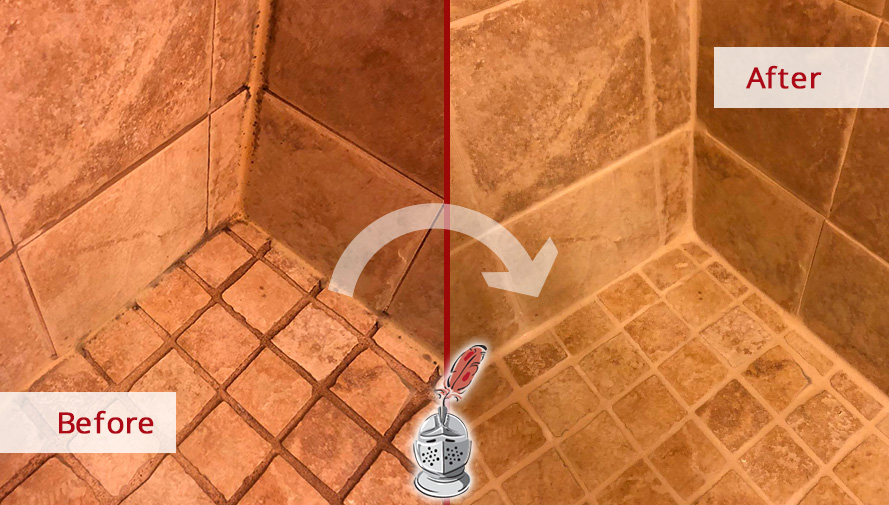 Shower Before and After a Superb Grout Cleaning in Piperton, TN