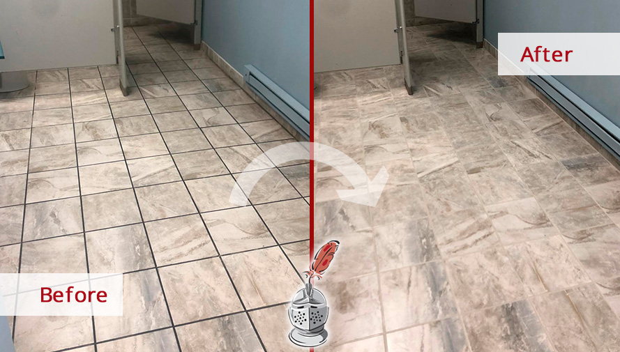 Restroom Before and After a Professional Grout Cleaning in Horn Lake, MS