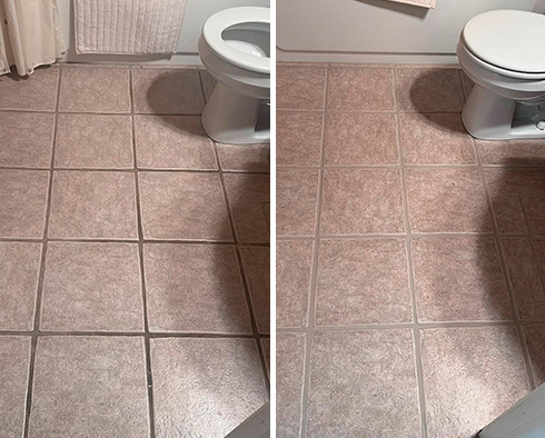 Ceramic Bathroom Before and After Our Grout Cleaning in Arlington, TN