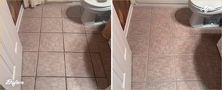 Ceramic Bathroom Before and After Our Grout Cleaning in Arlington, TN