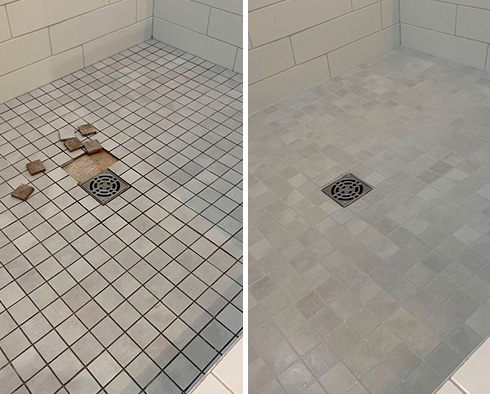 Shower Before and After a Grout Cleaning in Arlington, TN
