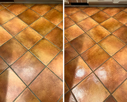 Floor Before and After a Grout Sealing in Bartlett, TN