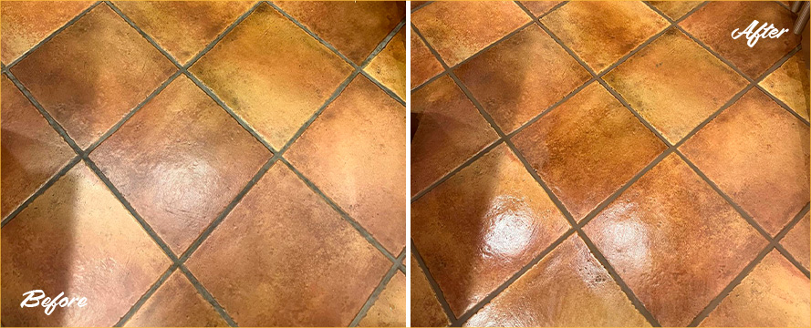 Floor Before and After a Superb Grout Sealing in Bartlett, TN