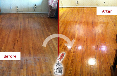 Before and After Picture of a Atoka Wood Deep Cleaning Service on a Stained Floor
